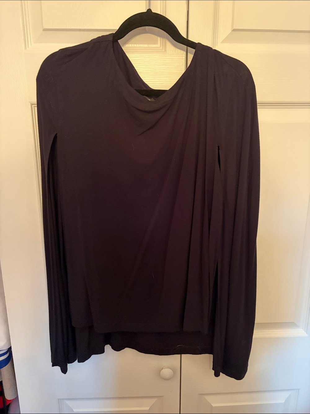 Draped Black Long-Sleeve Women's Top